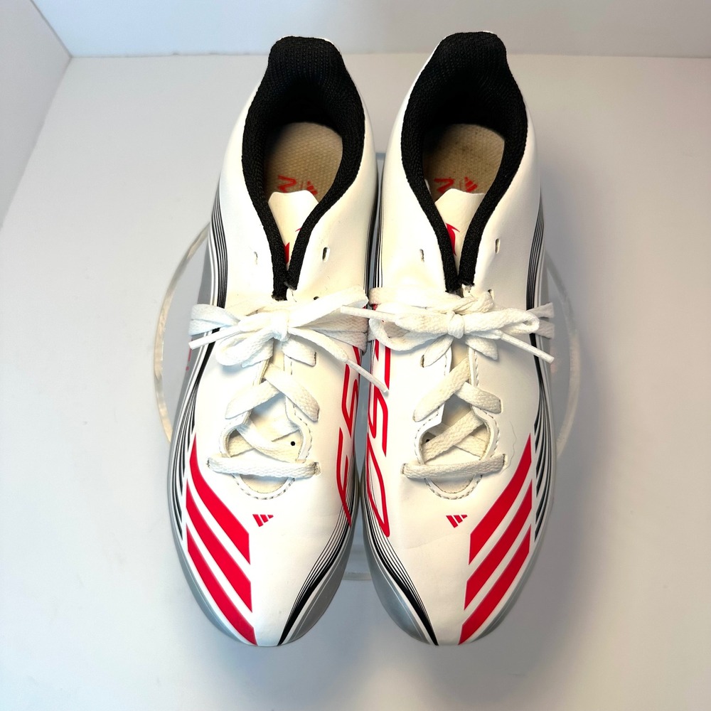 Adidas Messi F50 Kids Soccer Cleats White Silver Red Firm Ground Athletic Shoes